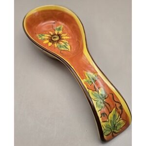 Vintage Orange /yellow Spoon Rest Orange Rooster By Maxera Grp. Discontinued.